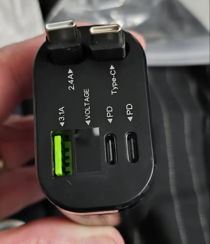 VoltSA ⚡ 120W Retractable Fast Car Charger™