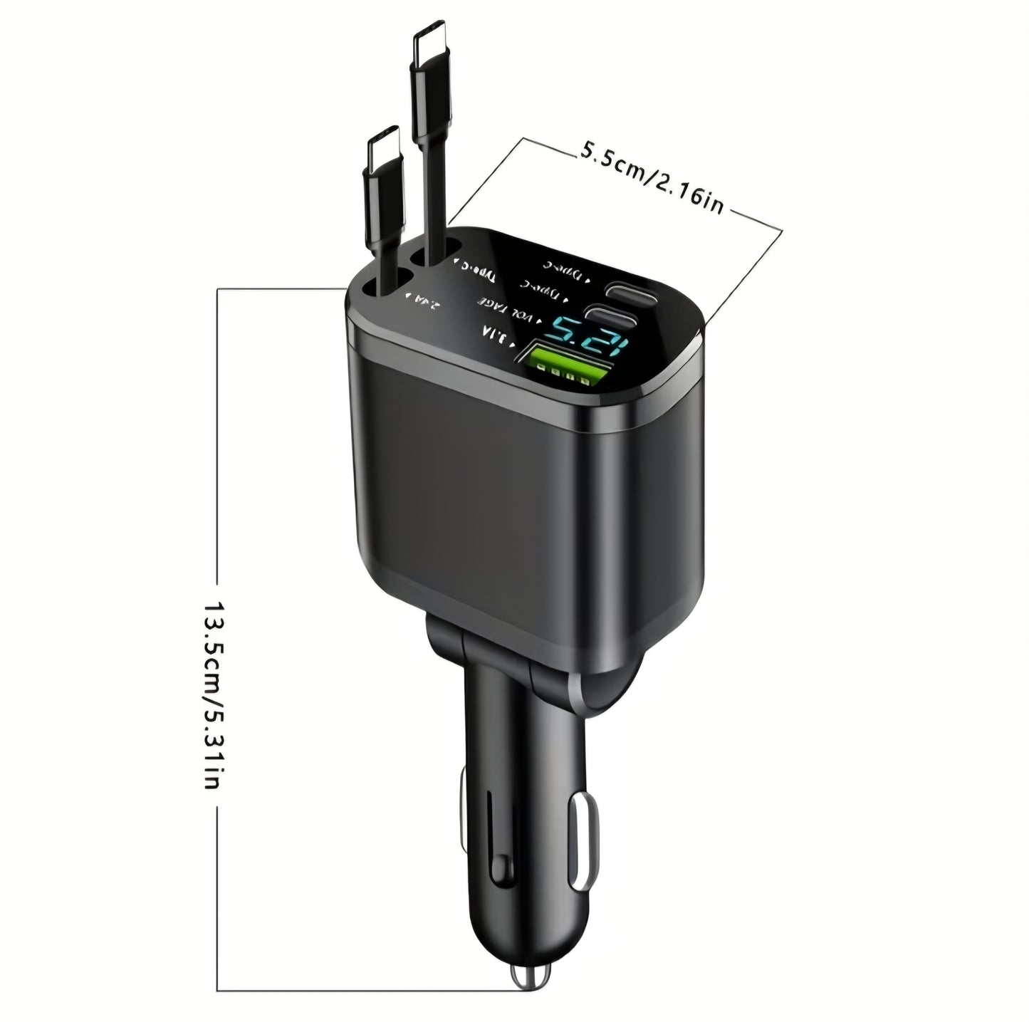 VoltSA ⚡ 120W Retractable Fast Car Charger™