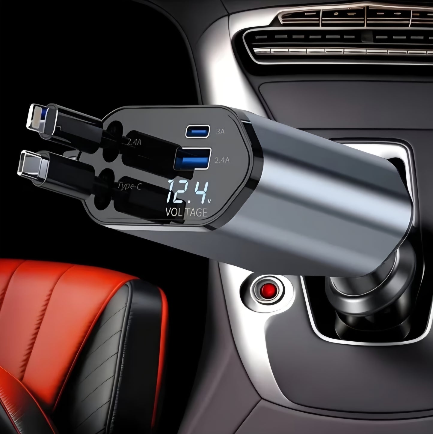 VoltSA ⚡ 120W 4-in-1 Retractable Car Charger™